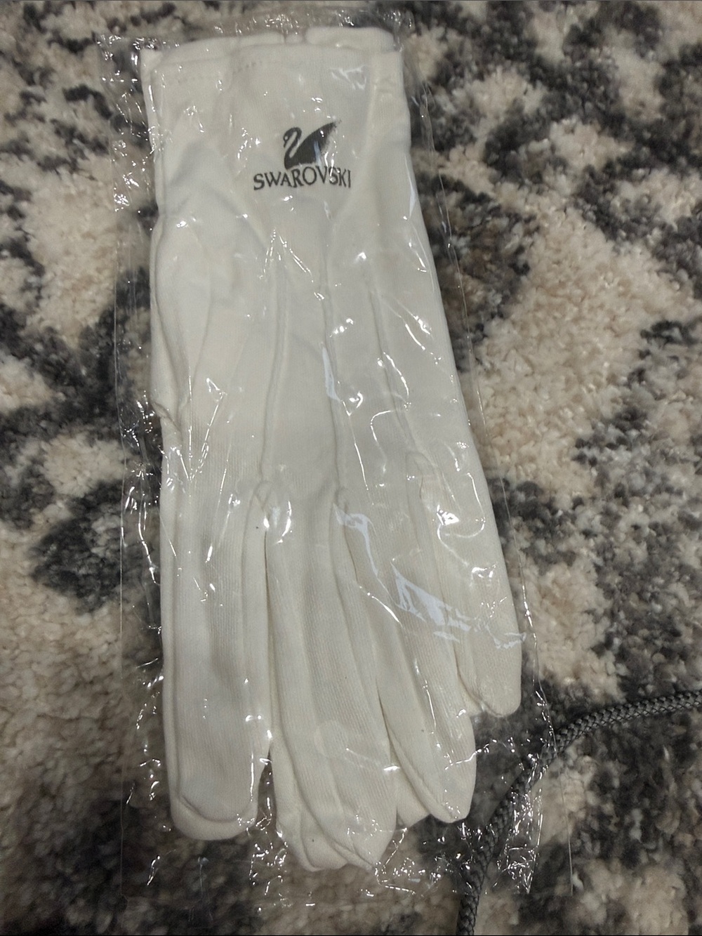 Swarovski White Logo Cotton Gloves